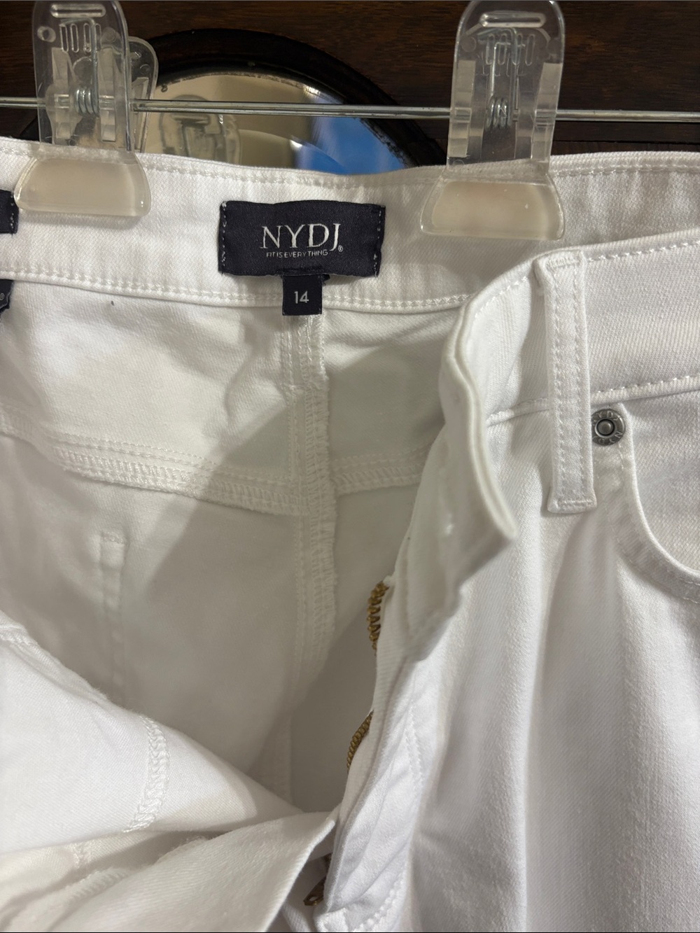 NYDJ White High-Rise Button-Fly Jeans